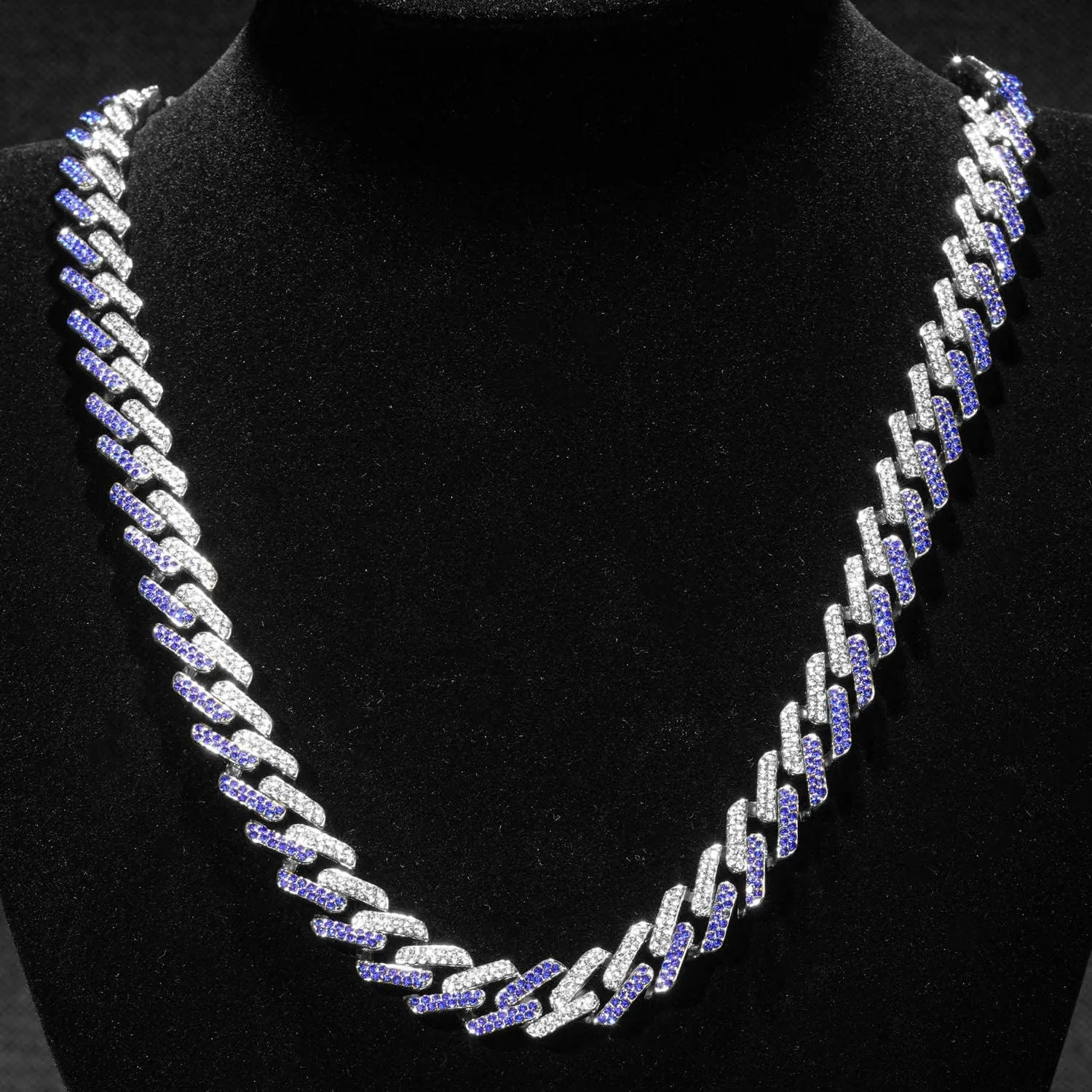 Halukakah Cuban Link Chain for Men FUJI - 13MM Iced Out Diamond Gold Chain - 18k Real Gold Plated/Platinum White Gold Finish Necklace - Hand Set Multicolor Lab Diamonds - Gift for Him