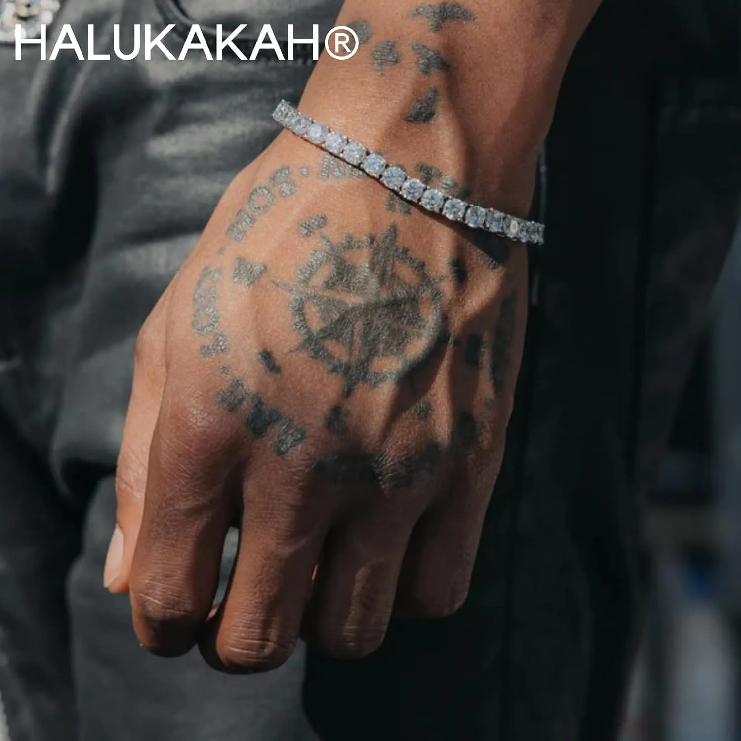 Halukakah Gold Chain for Men Iced Out,Men's Tennis Chain 18k Real Gold/Platinum White Gold/Rhodium Black Plated Choker Necklace Bracelet,Lab Diamond Prong Set,Gift for Him