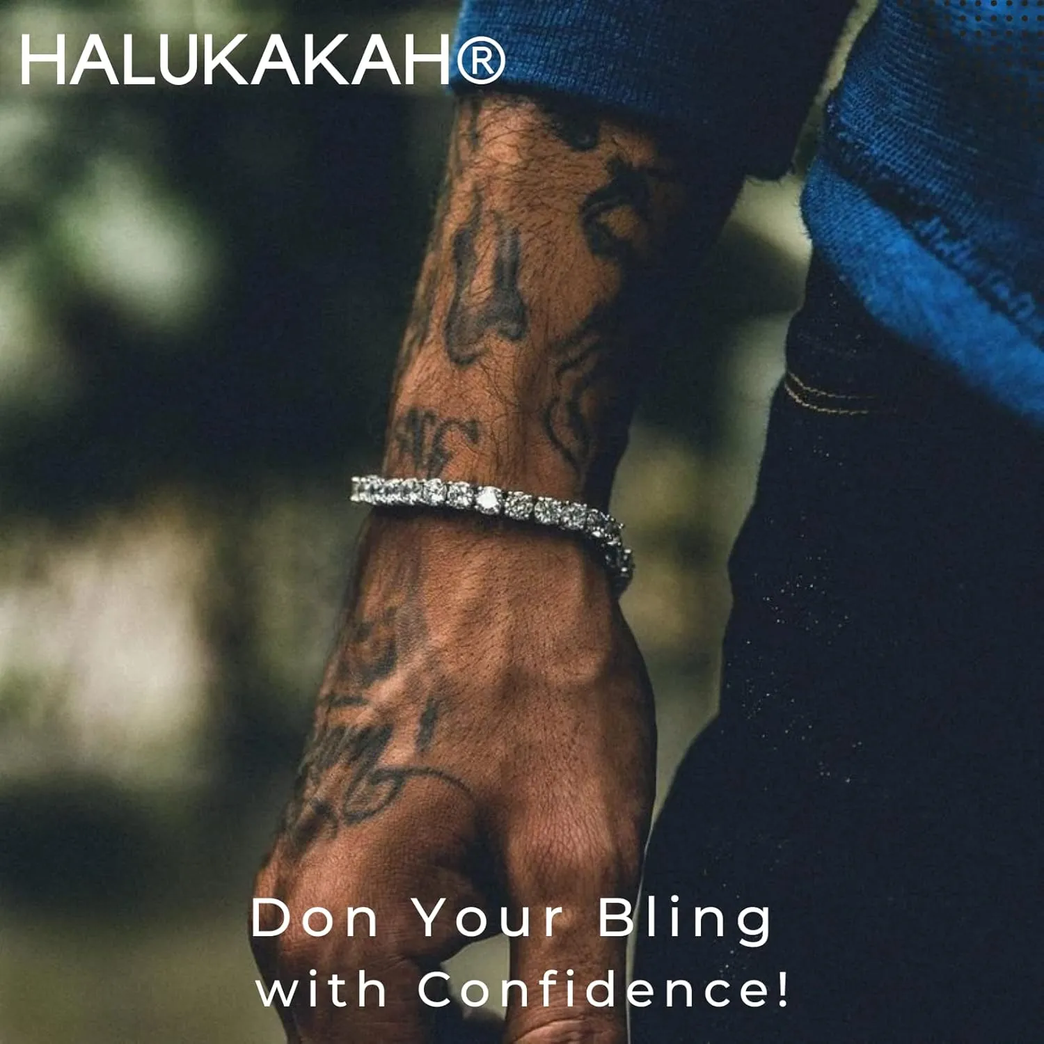 Halukakah Gold Chain for Men Iced Out,Men's Tennis Chain 18k Real Gold/Platinum White Gold/Rhodium Black Plated Choker Necklace Bracelet,Lab Diamond Prong Set,Gift for Him