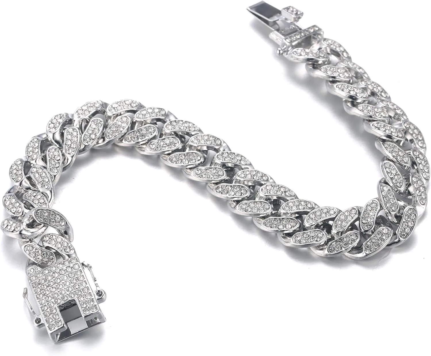 Halukakah Men's Gold Cuban Link Chain, 13MM Iced Out Miami Style, 18K Real Gold Plated/Platinum White Gold Finish Bracelet Necklace, Full CZ Diamond Cut Prong Set, Comes with Gift Box