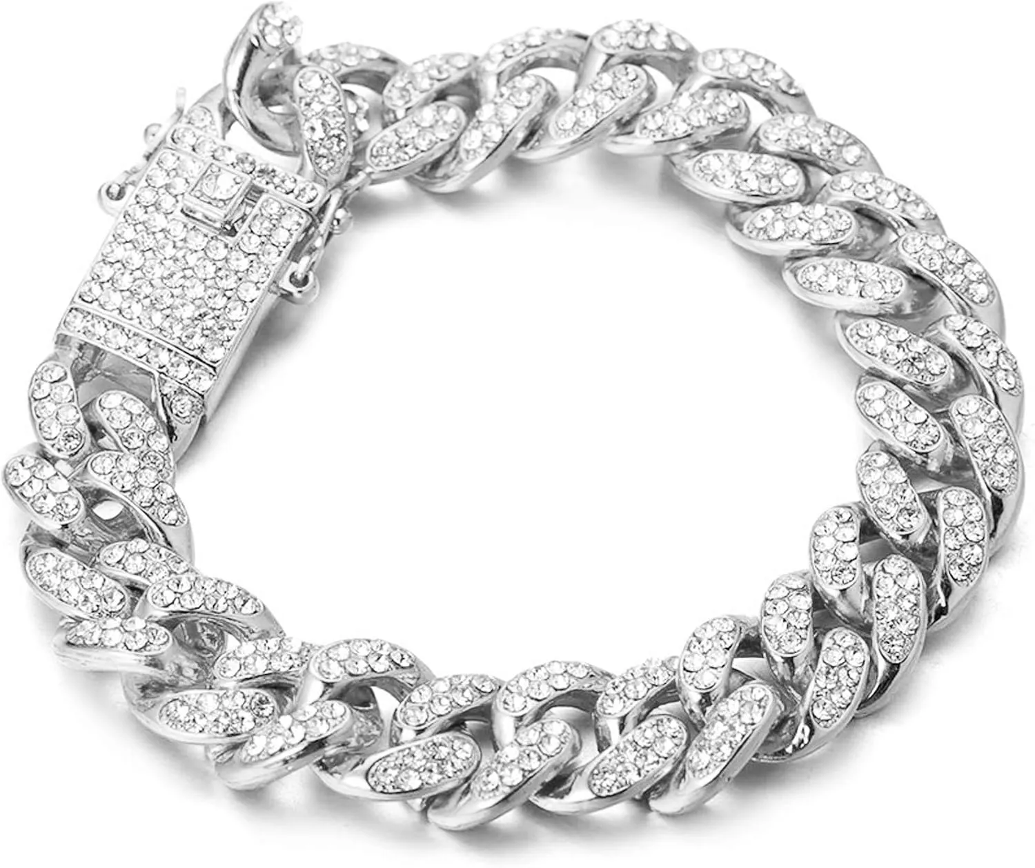 Halukakah Men's Gold Cuban Link Chain, 13MM Iced Out Miami Style, 18K Real Gold Plated/Platinum White Gold Finish Bracelet Necklace, Full CZ Diamond Cut Prong Set, Comes with Gift Box