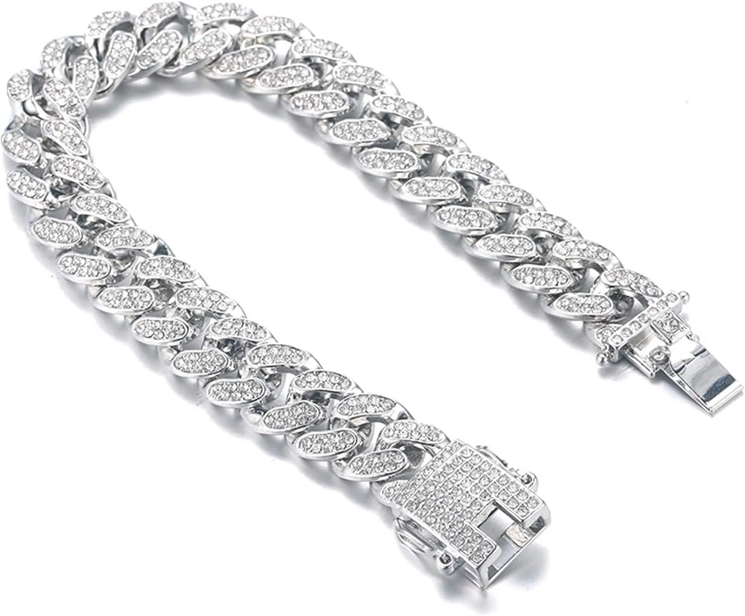 Halukakah Men's Gold Cuban Link Chain, 13MM Iced Out Miami Style, 18K Real Gold Plated/Platinum White Gold Finish Bracelet Necklace, Full CZ Diamond Cut Prong Set, Comes with Gift Box