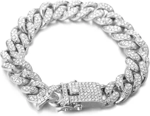 Halukakah Men's Gold Cuban Link Chain, 13MM Iced Out Miami Style, 18K Real Gold Plated/Platinum White Gold Finish Bracelet Necklace, Full CZ Diamond Cut Prong Set, Comes with Gift Box