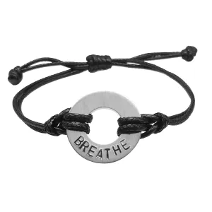 Hand Stamp Washer Word Bracelet Handmade Inspirational Word Bracelets Word Bracelet for Women Men (BREATHE)