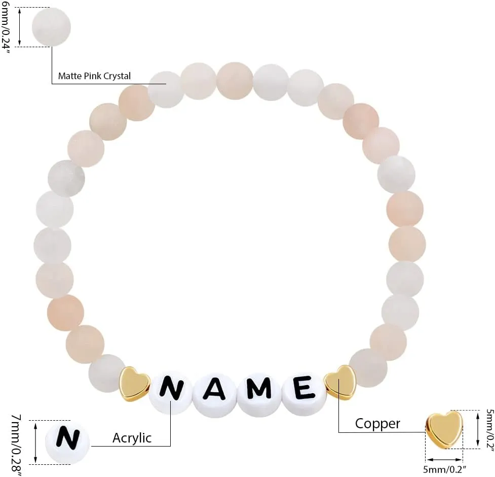 Handmade Amazonite Bracelet Personalized Name Strand Bracelet for Women, Custom Name Letters Numbers Bracelets for Best Friends Mother Birthday Gift
