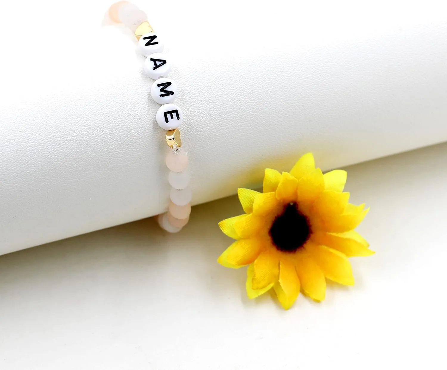 Handmade Amazonite Bracelet Personalized Name Strand Bracelet for Women, Custom Name Letters Numbers Bracelets for Best Friends Mother Birthday Gift