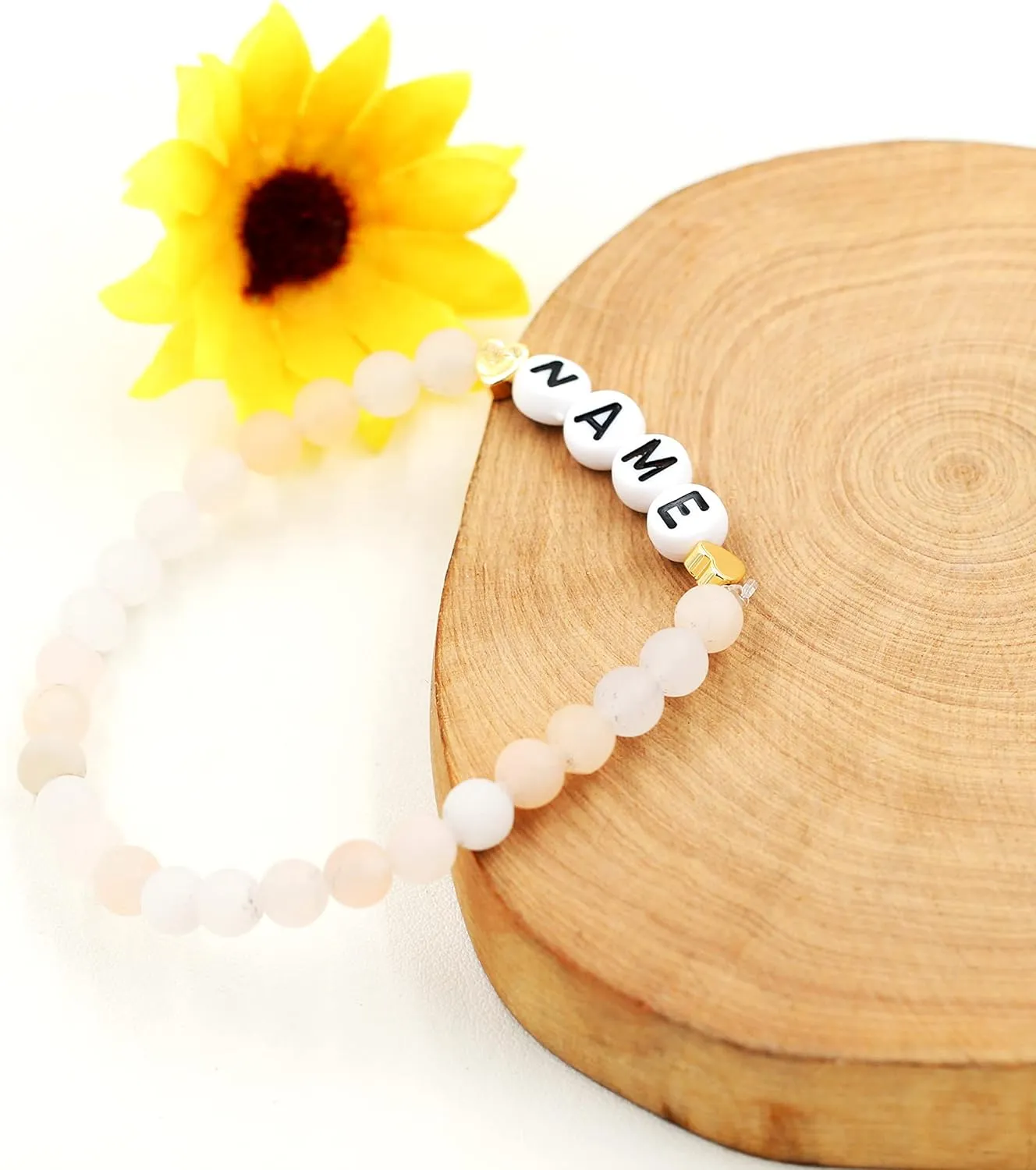 Handmade Amazonite Bracelet Personalized Name Strand Bracelet for Women, Custom Name Letters Numbers Bracelets for Best Friends Mother Birthday Gift