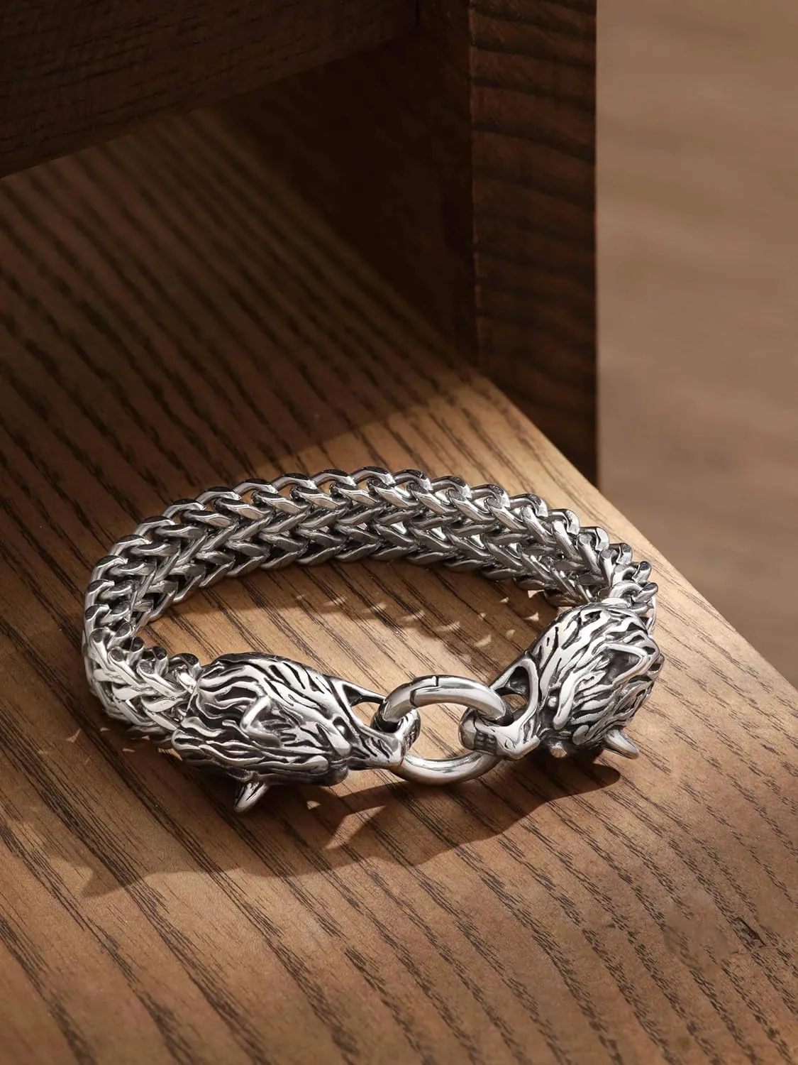 HAQUIL Stainless Steel Mesh Link Chain Bracelet, Goth Gothic Biker Fashion Statement Jewelry Gift for Men