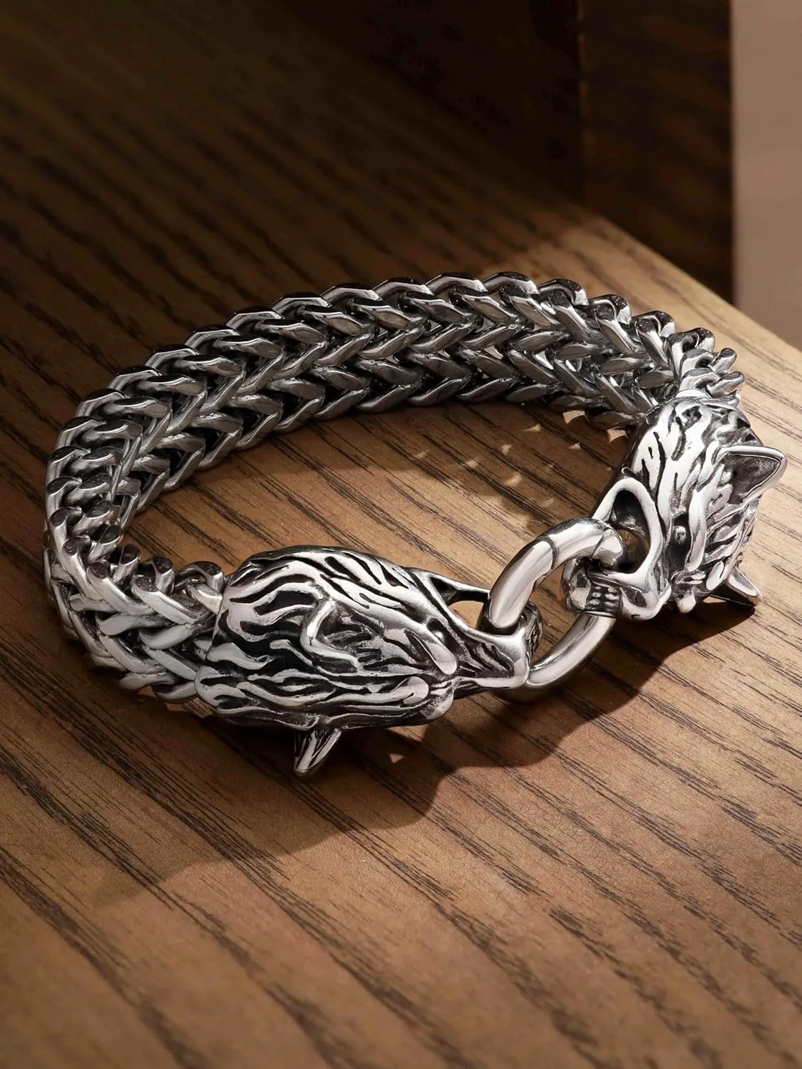 HAQUIL Stainless Steel Mesh Link Chain Bracelet, Goth Gothic Biker Fashion Statement Jewelry Gift for Men