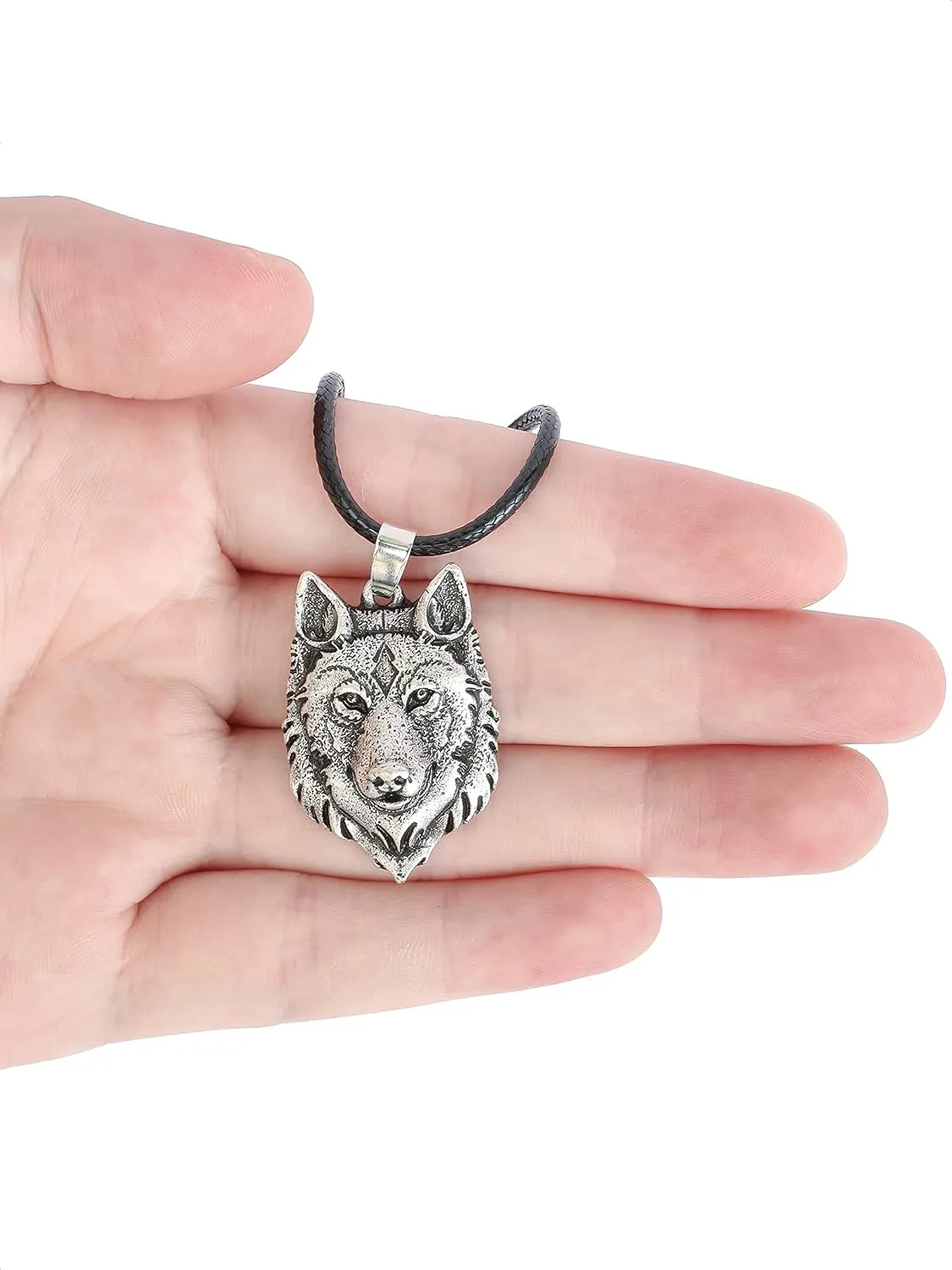 HAQUIL Wolf Necklace, Tribal Wolf Head Pendant, Animal Totem Jewelry Gift for Men and Women