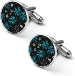 Hawaii Surfing Bigfoot Palm Trees Fashion Cufflinks For Men Alloy Tuxedo Shirt Cuff Links For Business Wedding Party 1.7cm