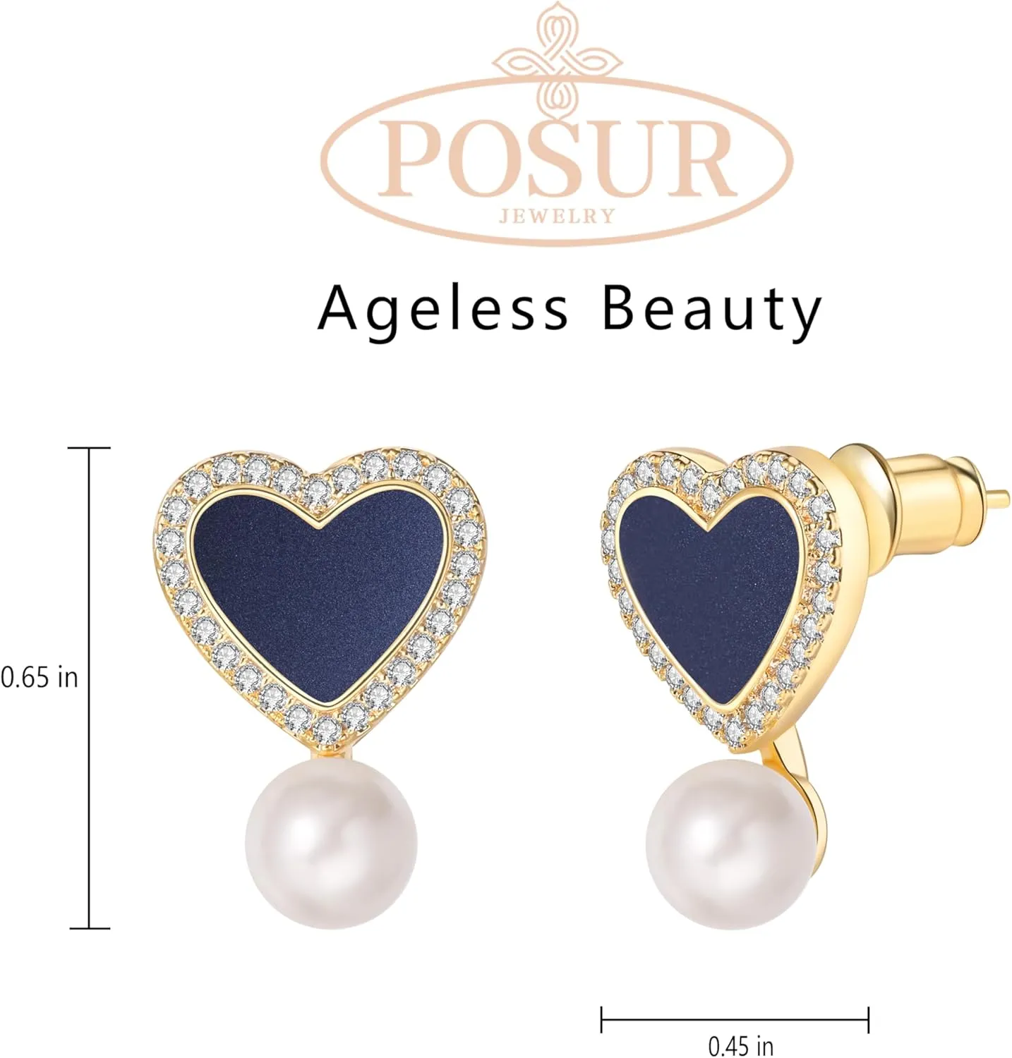 Heart Acrylic Pearl 18K Gold Plated Drop Earrings for women | 925 Sterling Silver Posts |