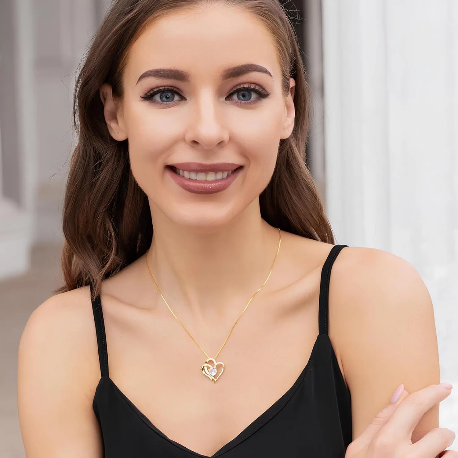 Heart Birthstone Necklaces for Women,925 Sterling Silver Love Heart Pendant Necklace,Mothers Day Birthday Anniversary Valentine Jewelry Gift for Girlfriend Wife Mom Lady