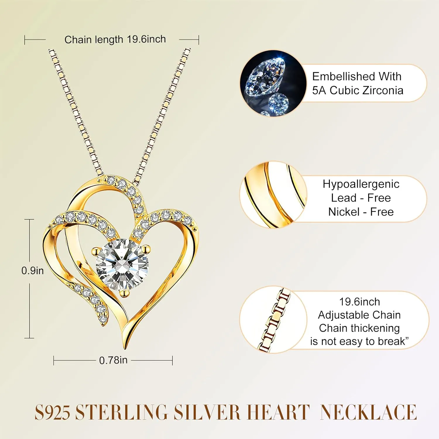 Heart Birthstone Necklaces for Women,925 Sterling Silver Love Heart Pendant Necklace,Mothers Day Birthday Anniversary Valentine Jewelry Gift for Girlfriend Wife Mom Lady
