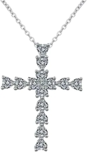 Heart Cut Moissanite Cross Necklace S925 Silver Jesus Pendant Neck Chain for Women Bridal Fine Jewelry