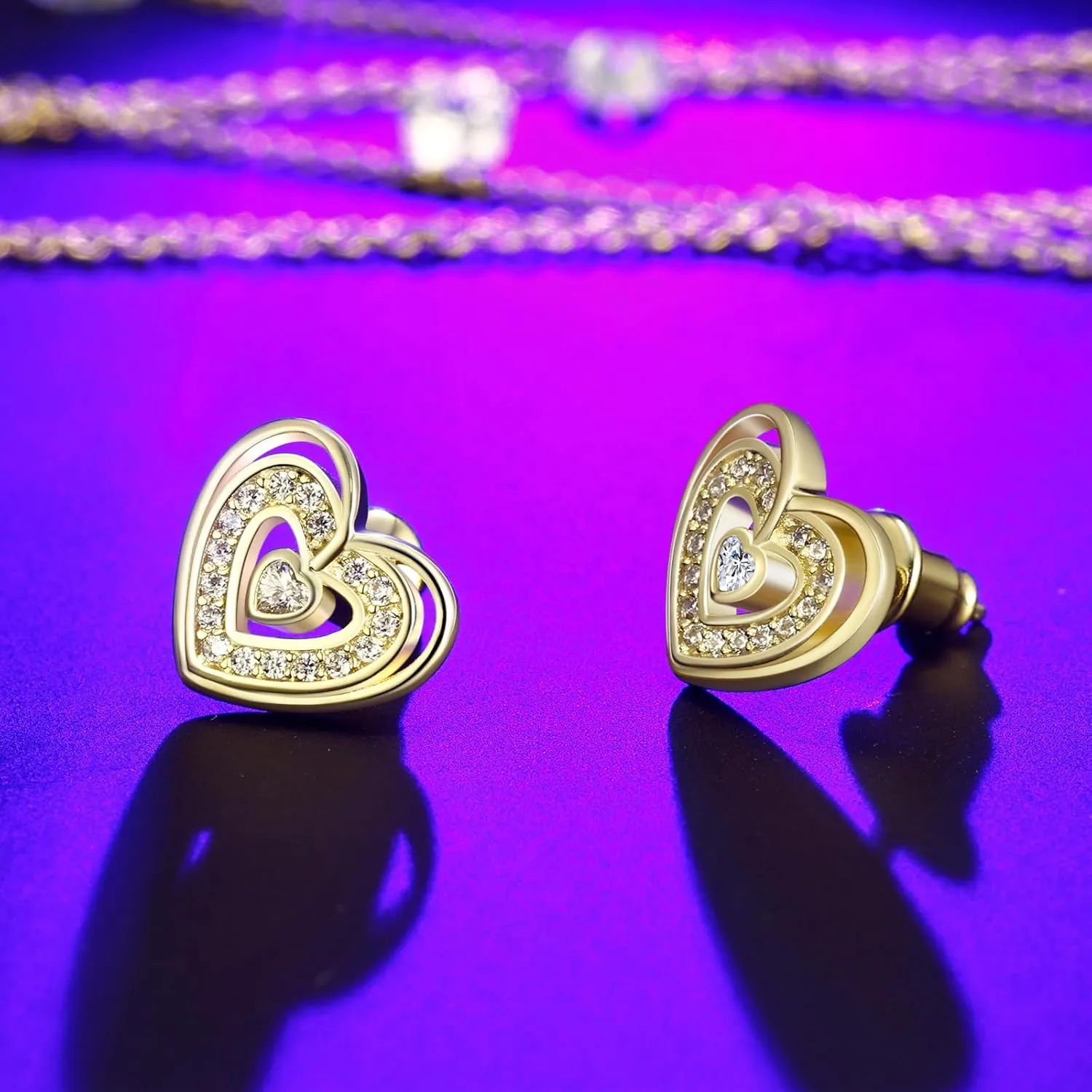 Heart Earrings for Women, 14K Gold Plated Heart Earrings Hypoallergenic Heart Shaped Earrings for Jewelry Gift