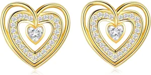 Heart Earrings for Women, 14K Gold Plated Heart Earrings Hypoallergenic Heart Shaped Earrings for Jewelry Gift