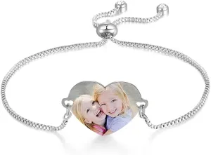 Heart Locket with Infinity Birthstone Bracelet for BFF Friendship Pendant Bracelet Personalized Engraved Photo Bracelet for Women Picture Locket Bracelet of Loved One Women Gift