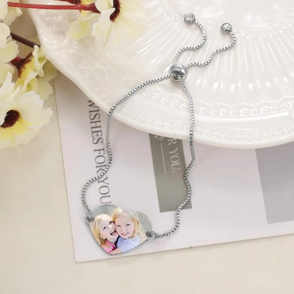 Heart Locket with Infinity Birthstone Bracelet for BFF Friendship Pendant Bracelet Personalized Engraved Photo Bracelet for Women Picture Locket Bracelet of Loved One Women Gift