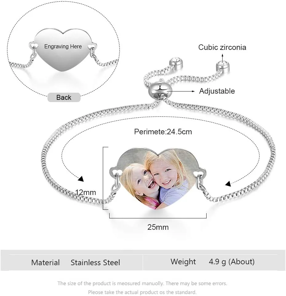 Heart Locket with Infinity Birthstone Bracelet for BFF Friendship Pendant Bracelet Personalized Engraved Photo Bracelet for Women Picture Locket Bracelet of Loved One Women Gift