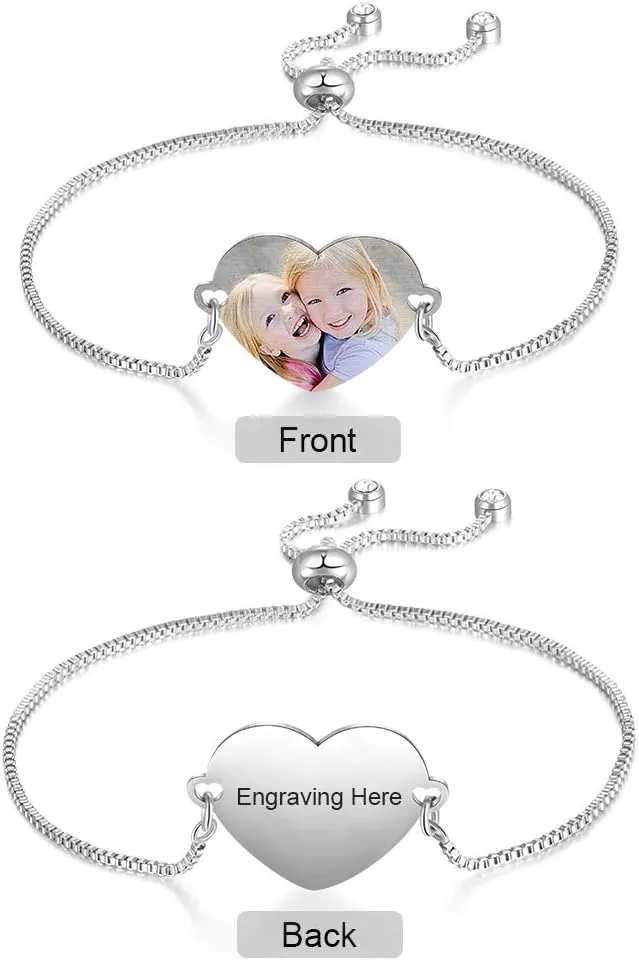 Heart Locket with Infinity Birthstone Bracelet for BFF Friendship Pendant Bracelet Personalized Engraved Photo Bracelet for Women Picture Locket Bracelet of Loved One Women Gift