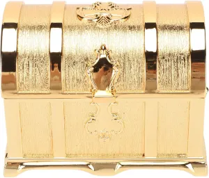HEITIGN Treasure Chest Jewelry Box with Soft Velvet Retro Gold Metal Jewelry Storage Box Jewelry Rings Earrings Necklace Organiser for Women Girls(9.7x7.4x7.8CM)