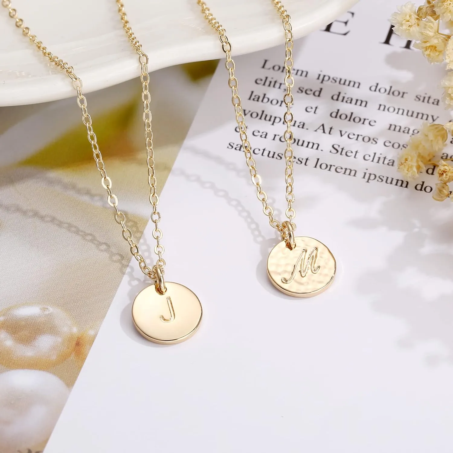 Hidepoo Kindergarten Graduation Gifts - Disc Initial Necklace Gifts for Girls, 14K Gold Filled/Rose Gold/S925 Sterling Silver Disc Initial Necklaces Tiny Initial Necklace Jewelry for Girls Women