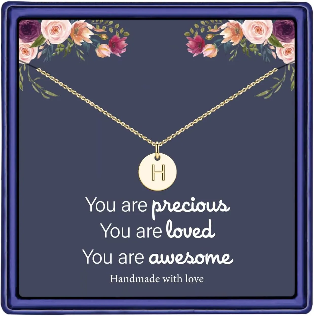 Hidepoo Kindergarten Graduation Gifts - Disc Initial Necklace Gifts for Girls, 14K Gold Filled/Rose Gold/S925 Sterling Silver Disc Initial Necklaces Tiny Initial Necklace Jewelry for Girls Women