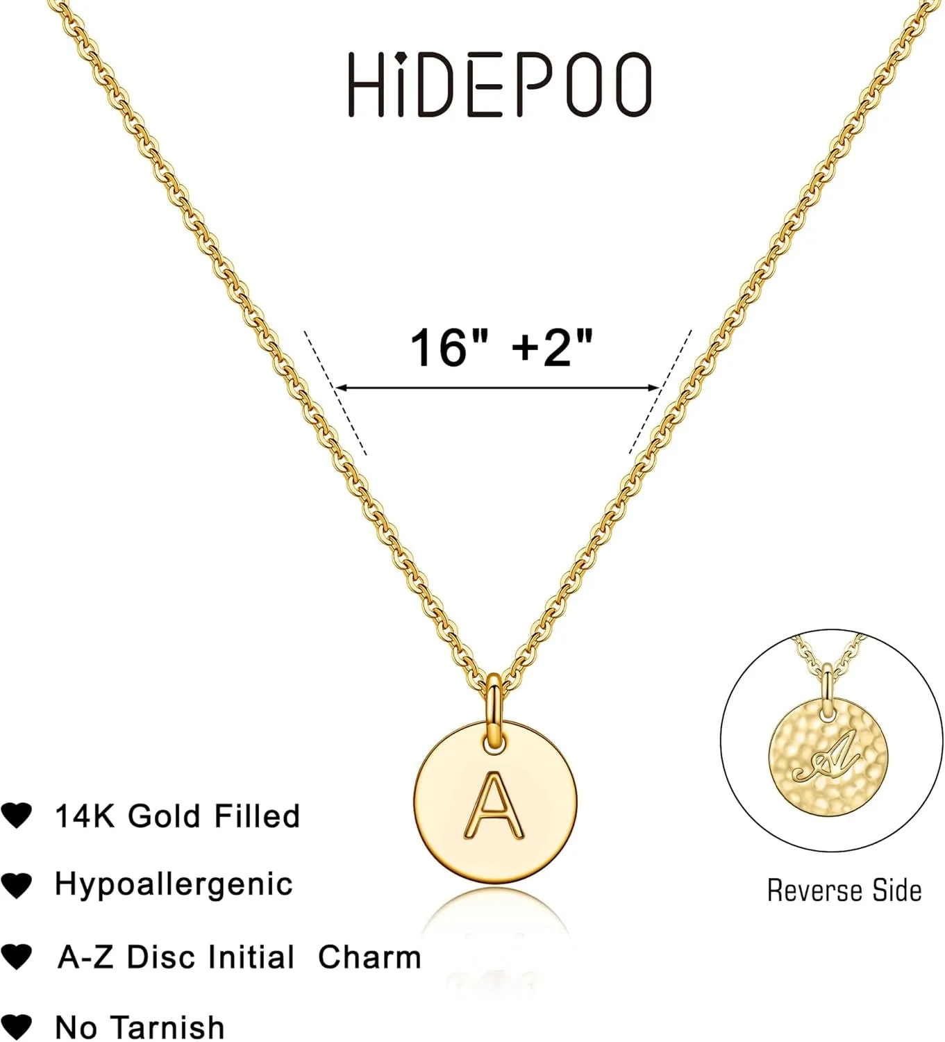 Hidepoo Kindergarten Graduation Gifts - Disc Initial Necklace Gifts for Girls, 14K Gold Filled/Rose Gold/S925 Sterling Silver Disc Initial Necklaces Tiny Initial Necklace Jewelry for Girls Women