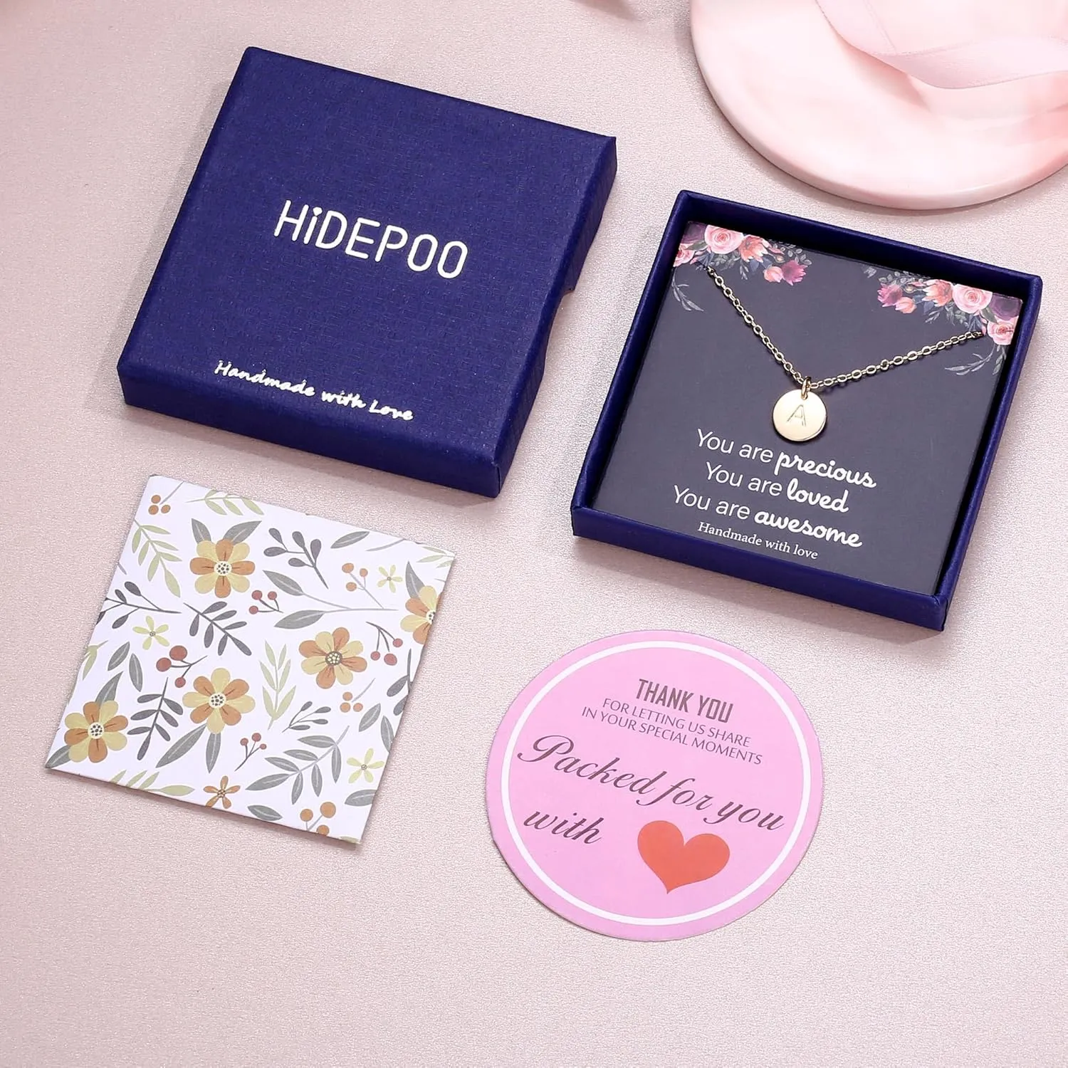 Hidepoo Kindergarten Graduation Gifts - Disc Initial Necklace Gifts for Girls, 14K Gold Filled/Rose Gold/S925 Sterling Silver Disc Initial Necklaces Tiny Initial Necklace Jewelry for Girls Women