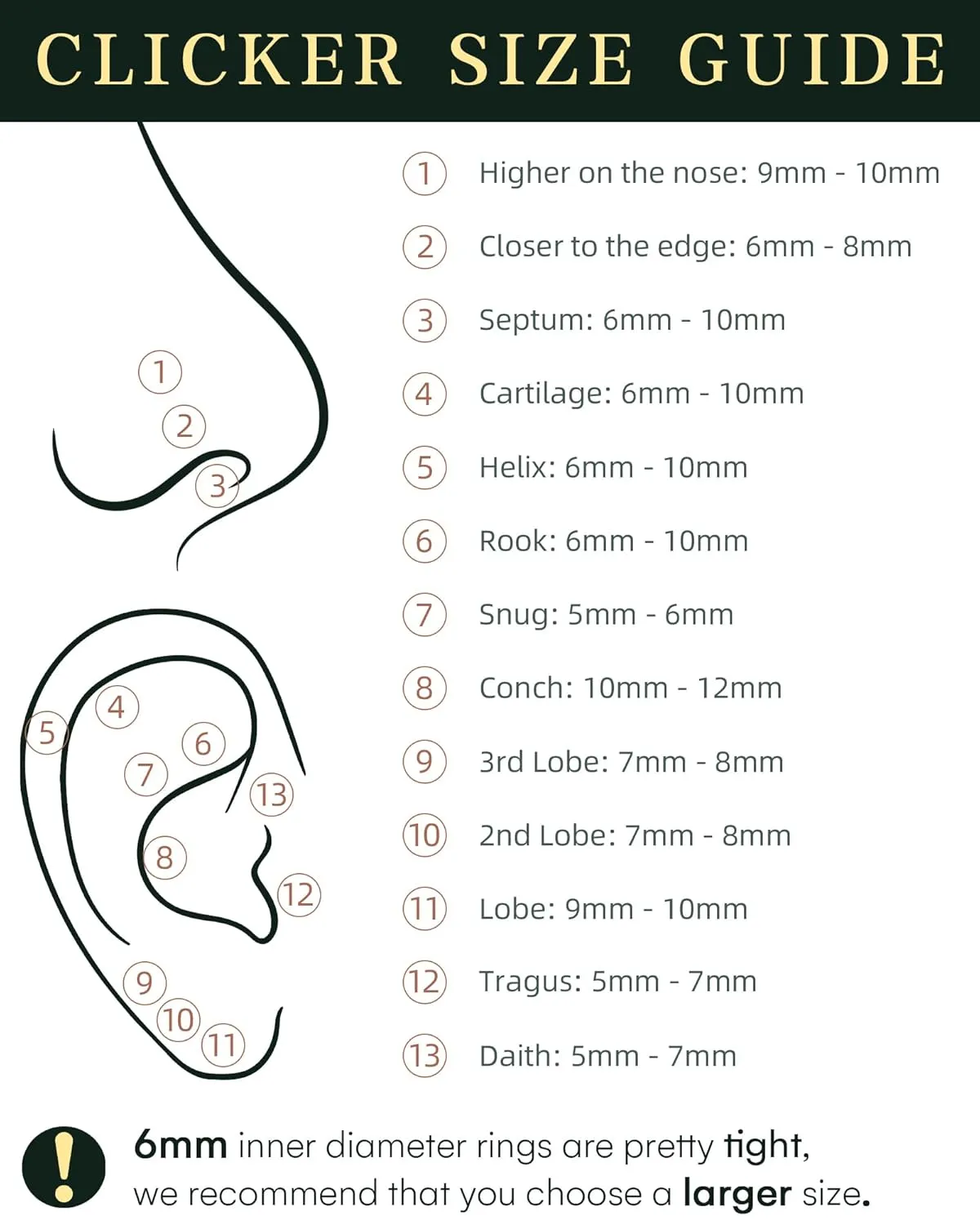 Hypoallergenic 14K Gold Plated Nose Rings Hoops - 18G Surgical Steel Cartilage Earrings Septum Jewelry Hinged Segment Ring CZ Paved Lip Rook Helix Lobe Body Piercing 8MM
