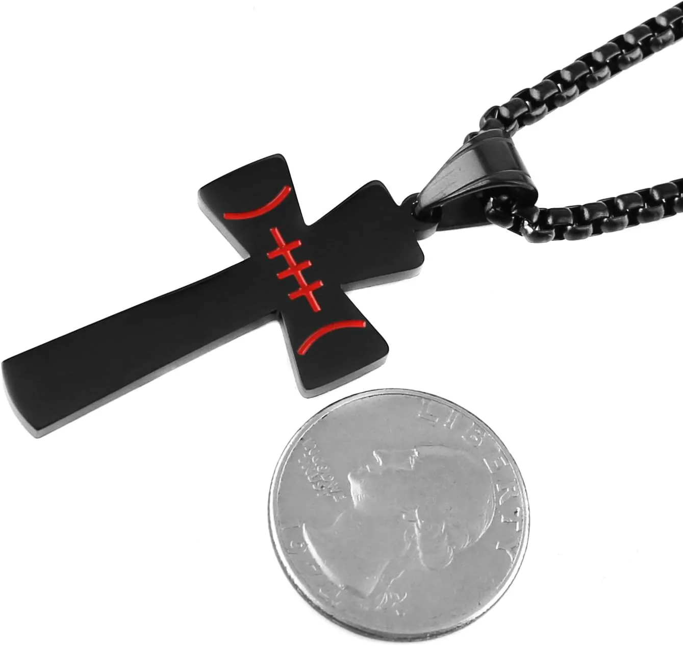 HZMAN Basketball Football Soccer Cross Pendant, I CAN DO ALL THINGS STRENGTH Bible Verse Stainless Steel Necklace