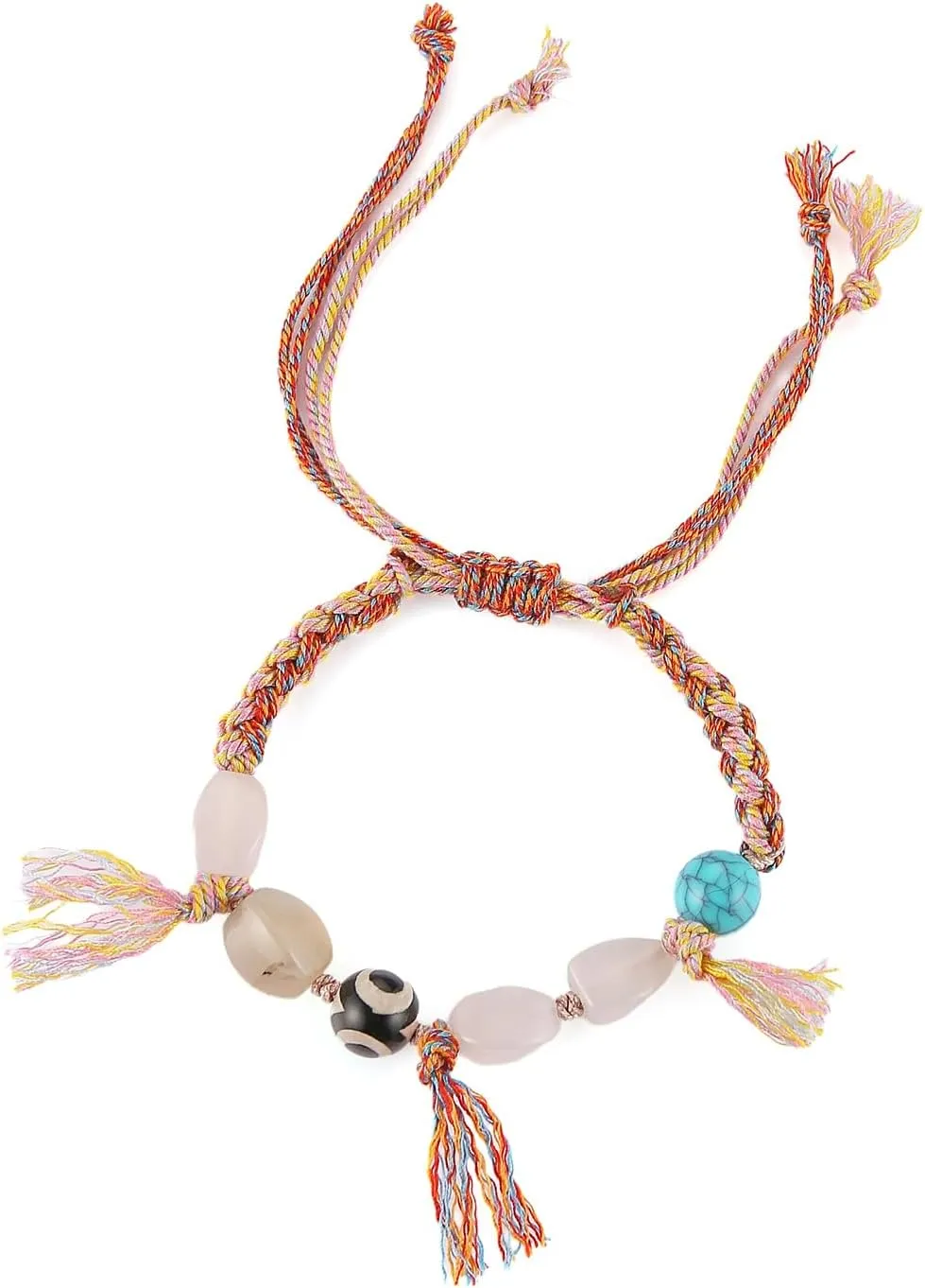 HZMAN Dzi Bead Tibetan Buddhism Bracelet for Men Women Adjustable Handmade Woven Bracelet Lucky Protection String Bracelets Jewelry Gift