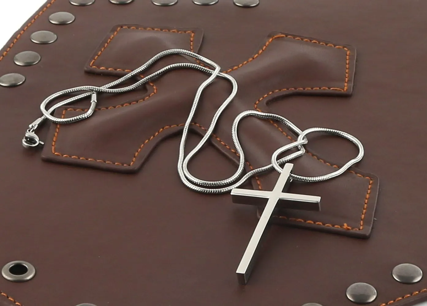 HZMAN Philippians 4:13 Cross Pendant STRENGTH Bible Verse Stainless Steel Necklace