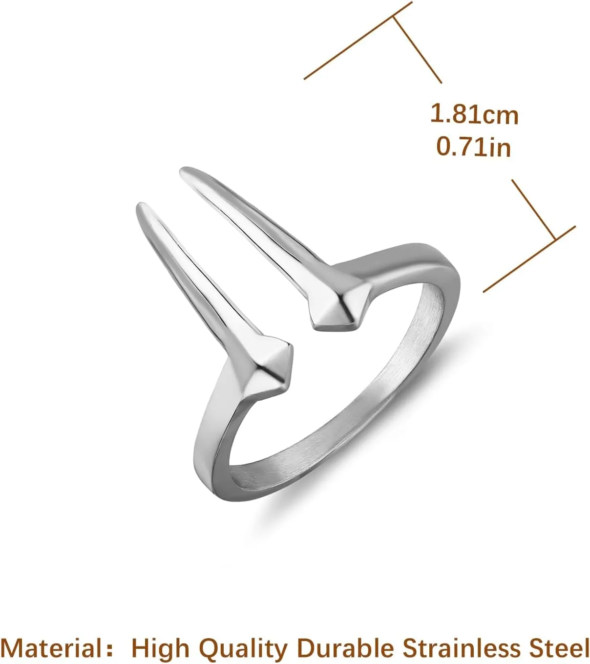 HZMAN Snake Tooth Ring Gothic Punk Hip Hop Stainless Steel Animal Tooth Rings for Men Biker Jewelry Gift