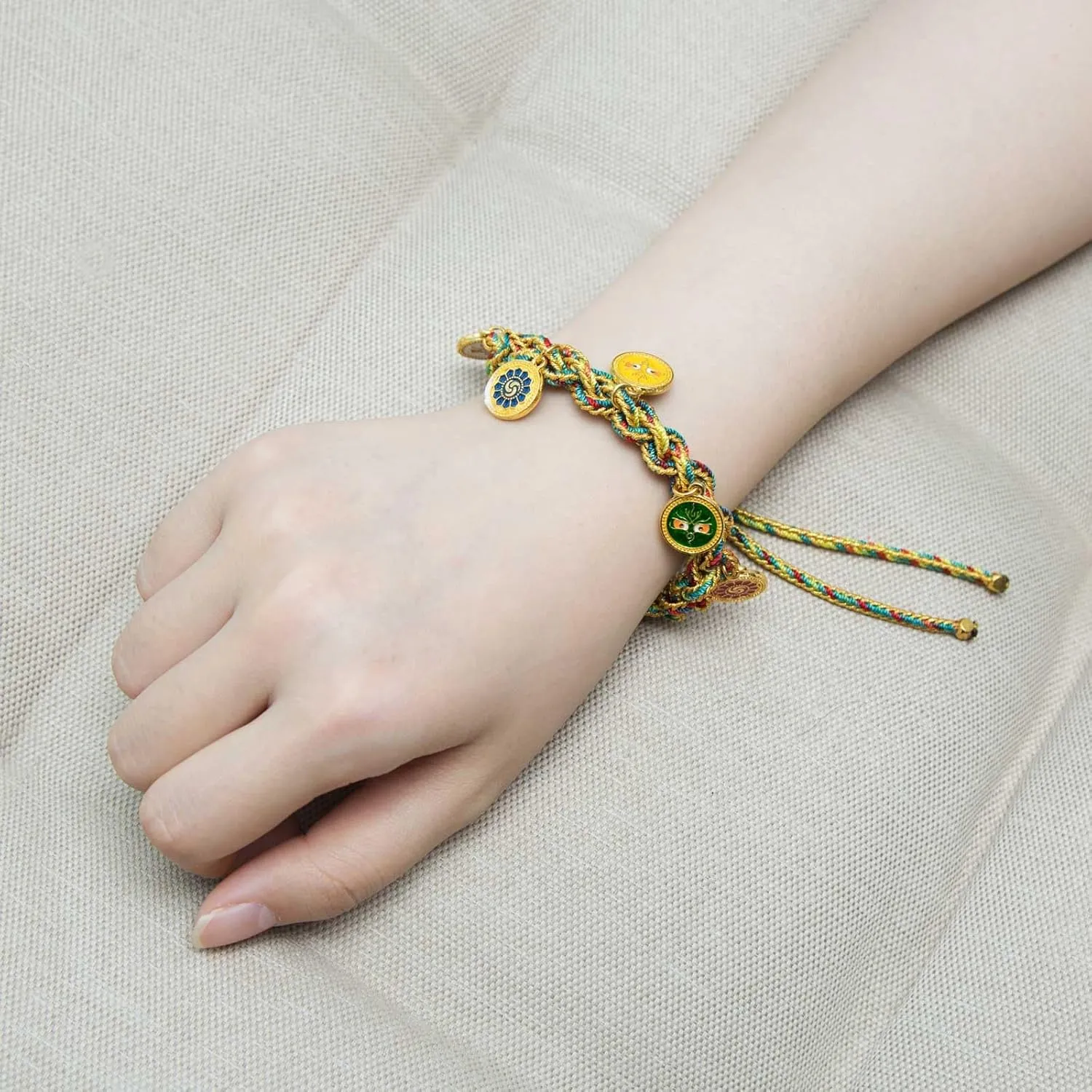 HZMAN Tibetan Buddhism Bracelet for Men Women Adjustable Handmade Woven Bracelet Ethnic Lucky Protection String Bracelets Jewelry Gift