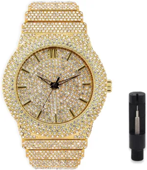 ICE STAR Men's Fully Iced Diamond Watch, 46mm Case