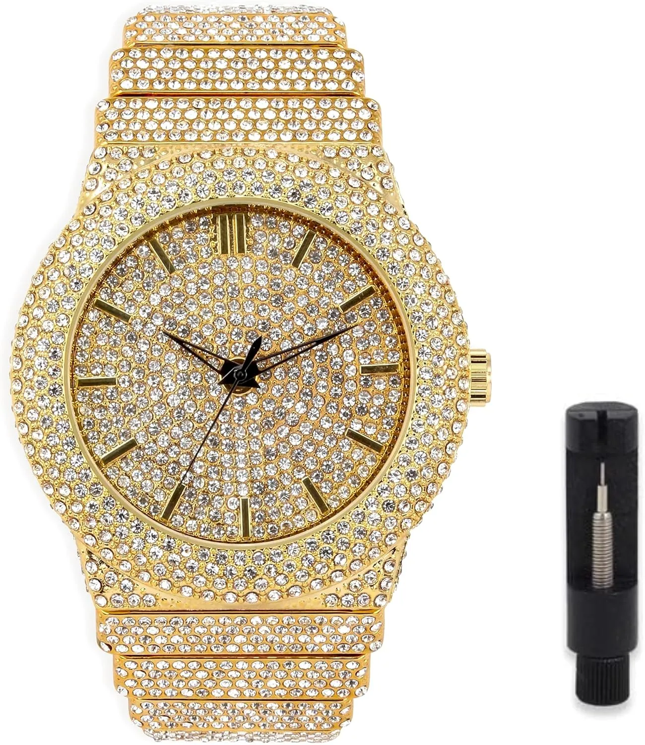 ICE STAR Men's Fully Iced Diamond Watch, 46mm Case