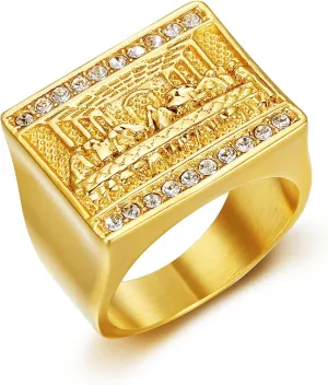 ICED OUT Ring for men Wedding Rings for Men Thirteen Apostles ring The Last Supper Religion ring Radiant Rings for Women Bling Iced Out Jewelry Christian Ring Club ring Heavy Metal ring