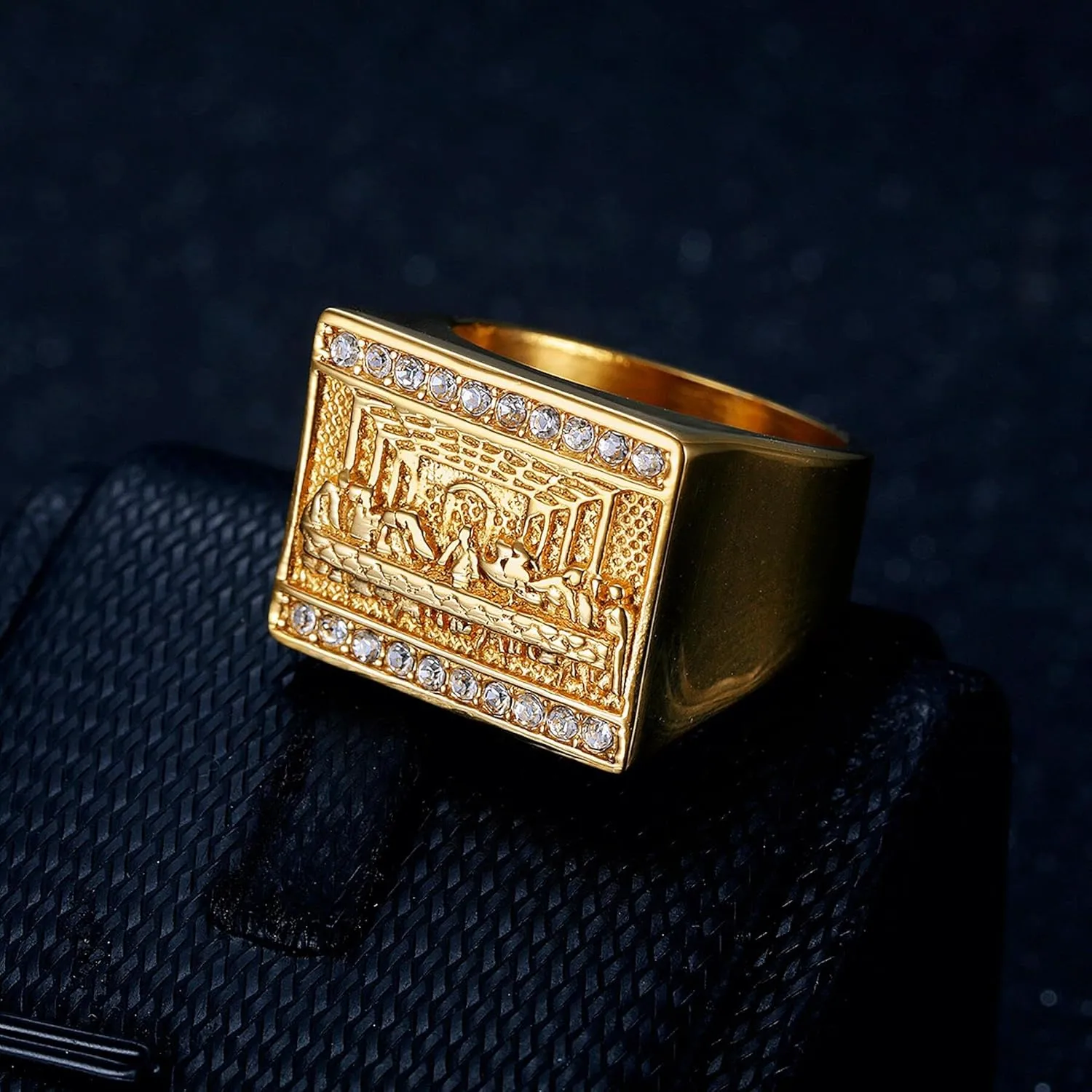 ICED OUT Ring for men Wedding Rings for Men Thirteen Apostles ring The Last Supper Religion ring Radiant Rings for Women Bling Iced Out Jewelry Christian Ring Club ring Heavy Metal ring