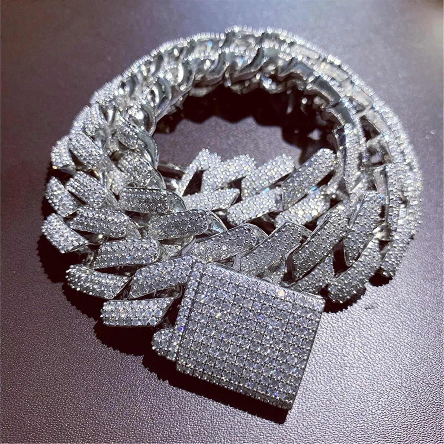 ICEDIAMOND 20MM Hip Hop Iced Out Miami Cuban Link Chain Necklace, 14K Gold Plated Bling CZ Bling Diamond Choker Heavy Cuban Necklace, Luxury Trend Jewelry Gift for Men
