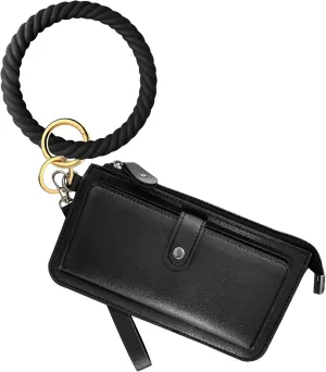 Idakekiy Wristlet Keychain, Silicon Key Ring Wallet Bracelets Card Holder Purse with Tassel for Women Girl