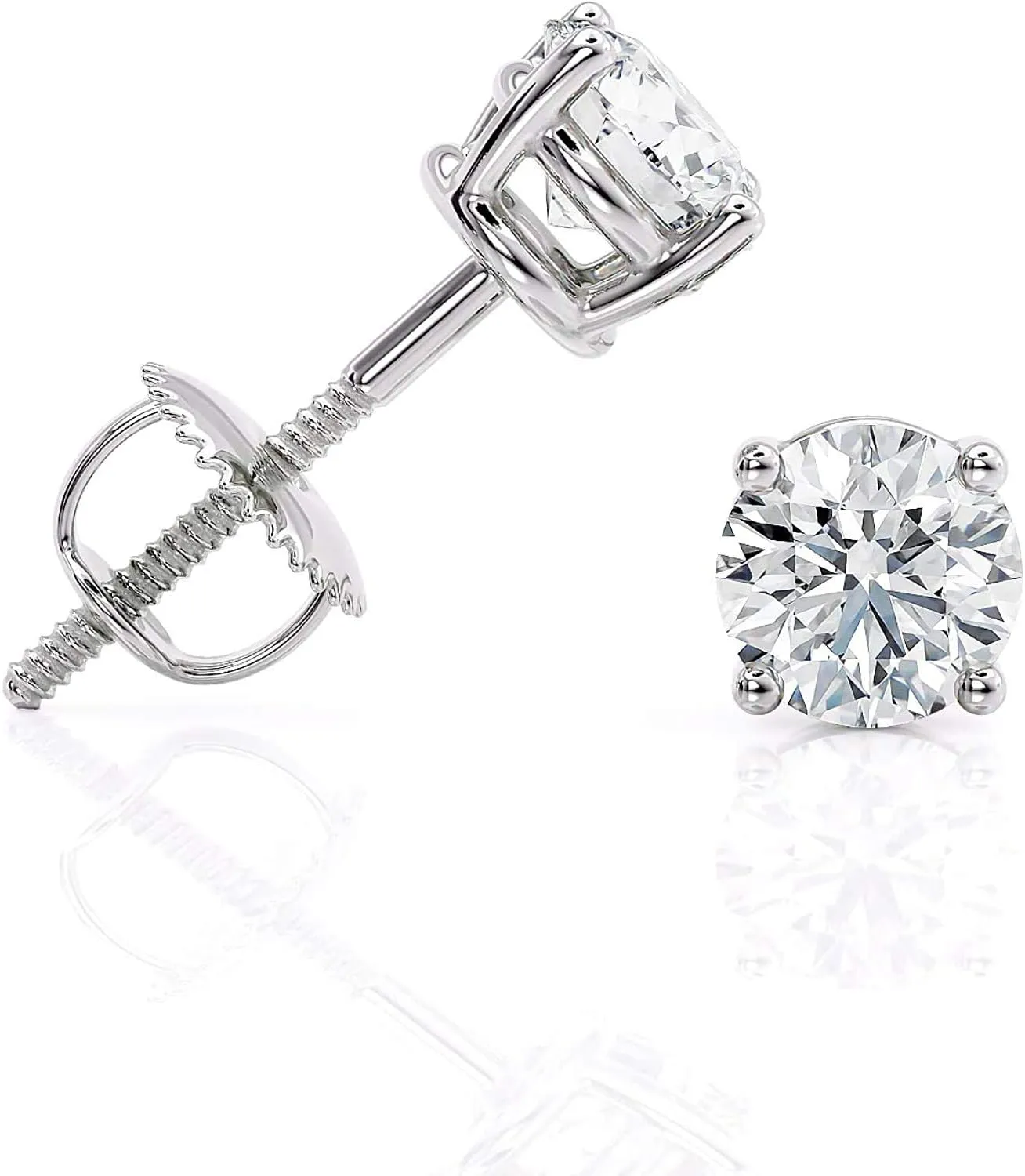 IGI Certified 1 1/2 to 2 Carat D-E Color and VS1-VS2 Clarity Lab Grown Diamond Stud Earrings for Women I 14k White Gold Earrings for Her I Screw Back Made in USA by Beverly Hills Jewelers