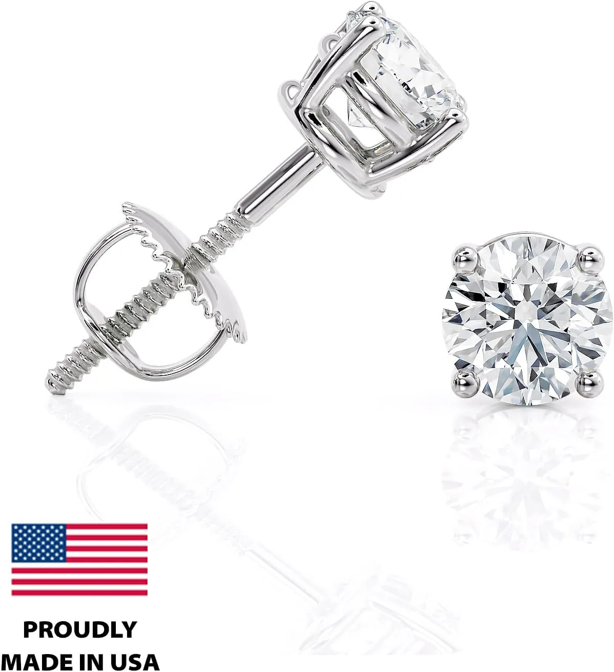 IGI Certified 1 1/2 to 2 Carat D-E Color and VS1-VS2 Clarity Lab Grown Diamond Stud Earrings for Women I 14k White Gold Earrings for Her I Screw Back Made in USA by Beverly Hills Jewelers