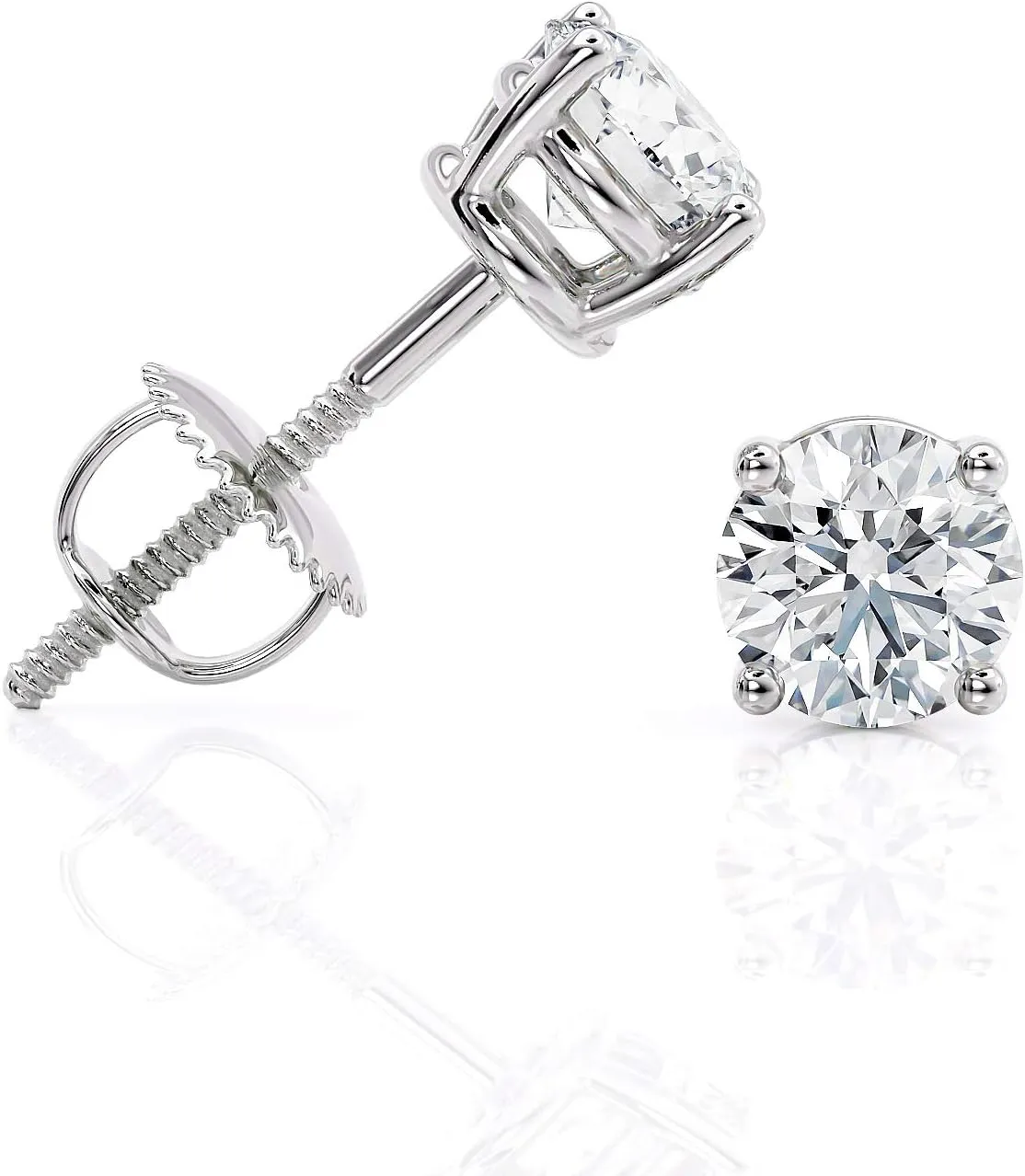 IGI Certified 1 to 10 Carat D-E Color and VS1-VS2 Clarity Lab Grown Diamond Stud Earrings for Women I 14k White Gold Earrings for Her I Secure Screw Back Made in USA by Beverly Hills Jewelers