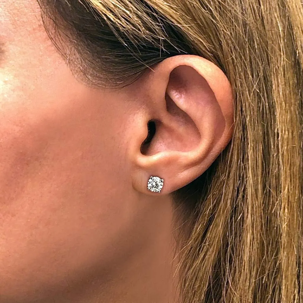 IGI Certified 1 to 10 Carat D-E Color and VS1-VS2 Clarity Lab Grown Diamond Stud Earrings for Women I 14k White Gold Earrings for Her I Secure Screw Back Made in USA by Beverly Hills Jewelers