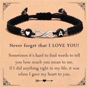 Infinity Initail Bracelet Adjustable Letter A-Z Braided Bracelets for Women Men Friends Couples Boyfriend Husband Gift
