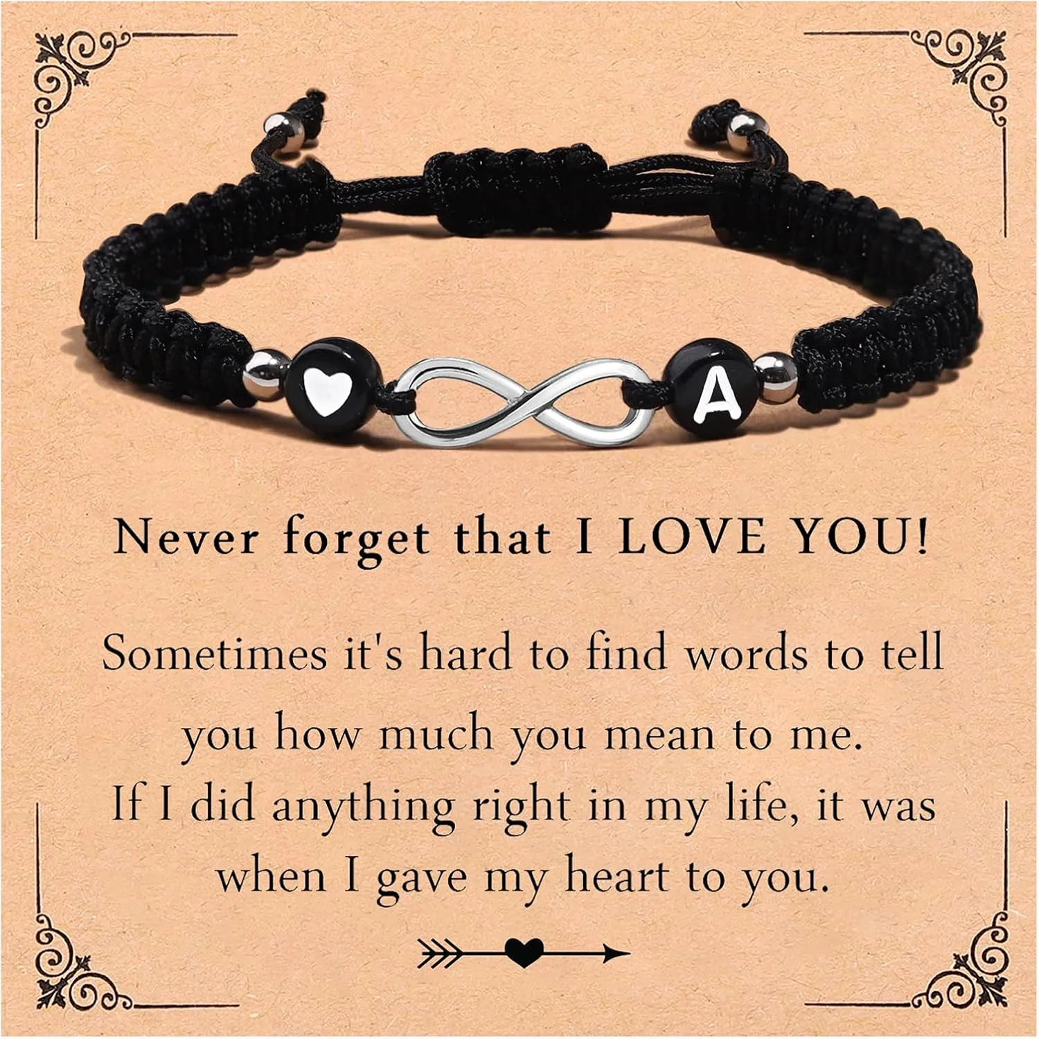 Infinity Initail Bracelet Adjustable Letter A-Z Braided Bracelets for Women Men Friends Couples Boyfriend Husband Gift