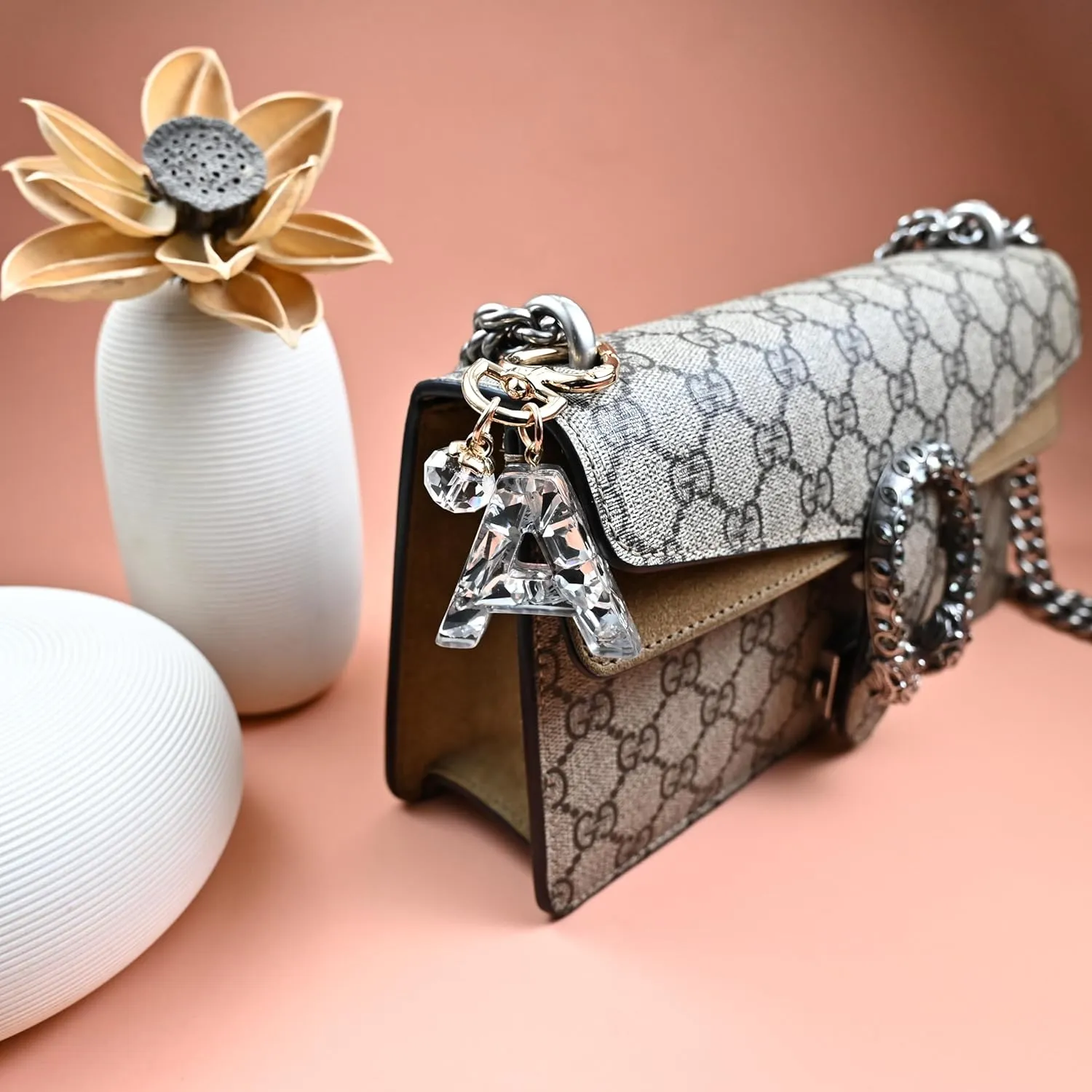 Initial Letter Keychain Bling Gifts for Women Girls Backpack Bag Charm Accessories Cute Heart Crystal wallet Car keyring