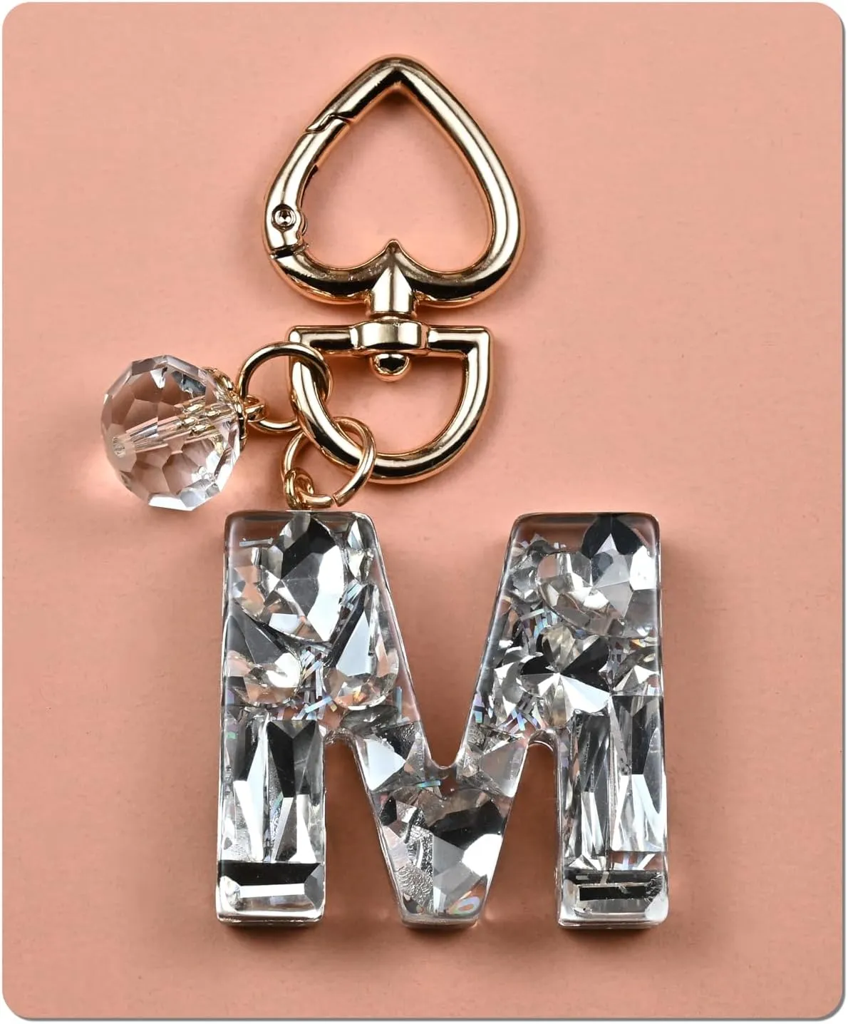 Initial Letter Keychain Bling Gifts for Women Girls Backpack Bag Charm Accessories Cute Heart Crystal wallet Car keyring